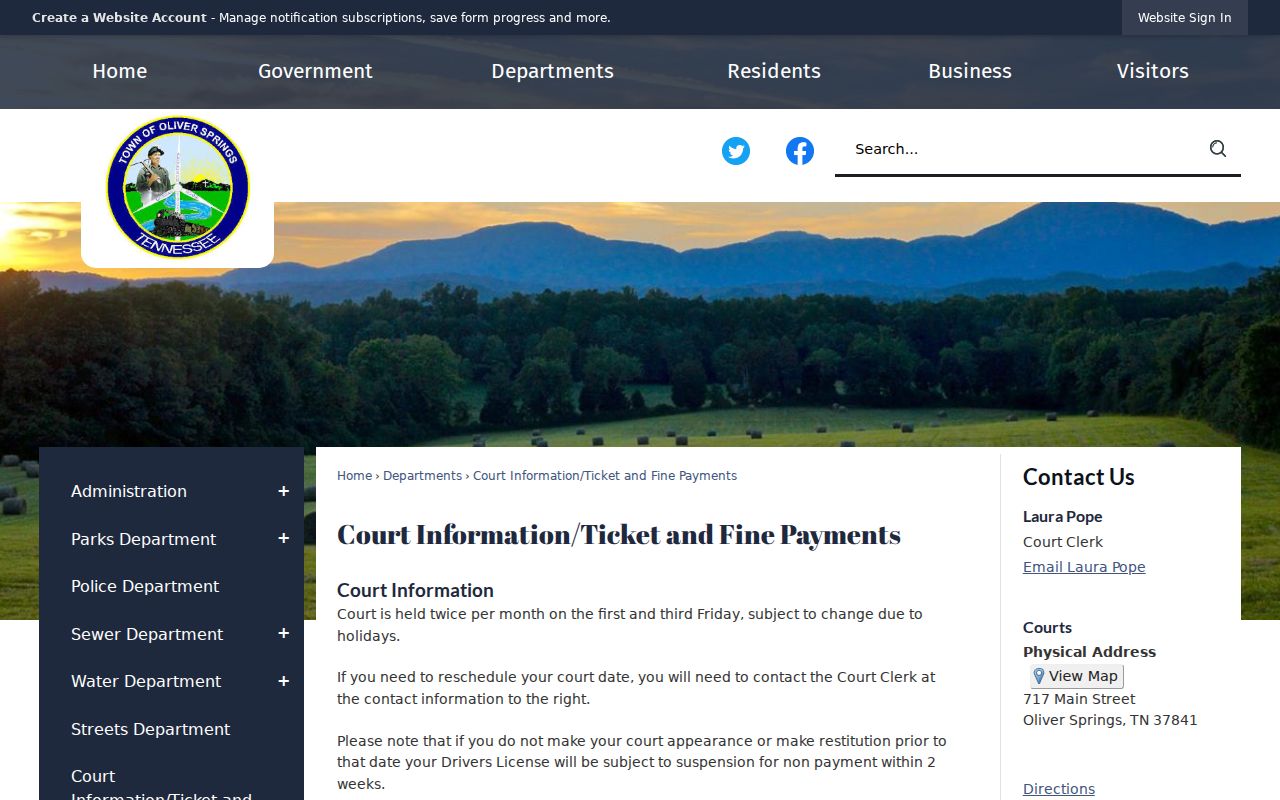 Oliver Springs court docket schedule and ticket instructions