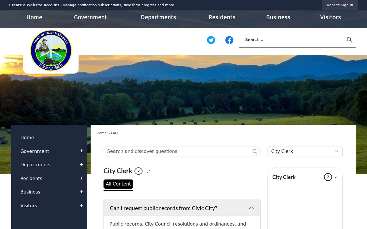 Oliver Springs court docket city clerk records request route